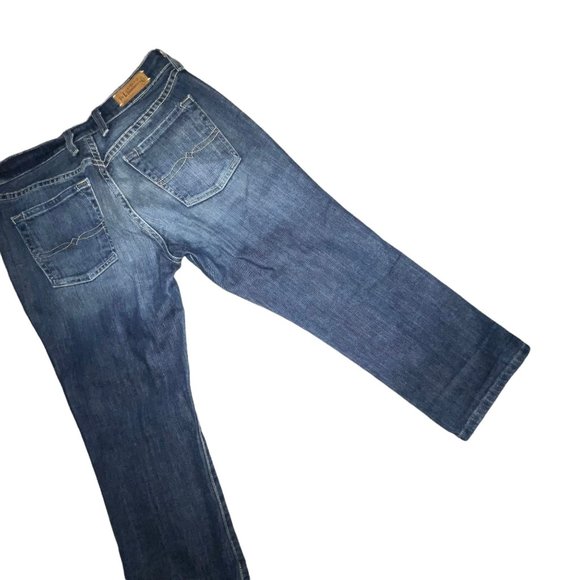 Lucky Brand Classic Rider Crop Dark Wash Distressed Jeans Womens 2 26 23 - Picture 7 of 8